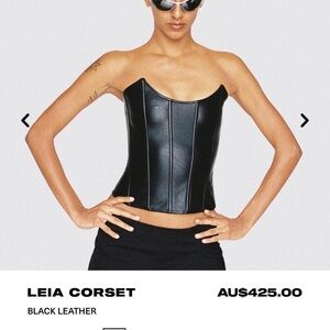 Miaou Black Leather Leia Corset